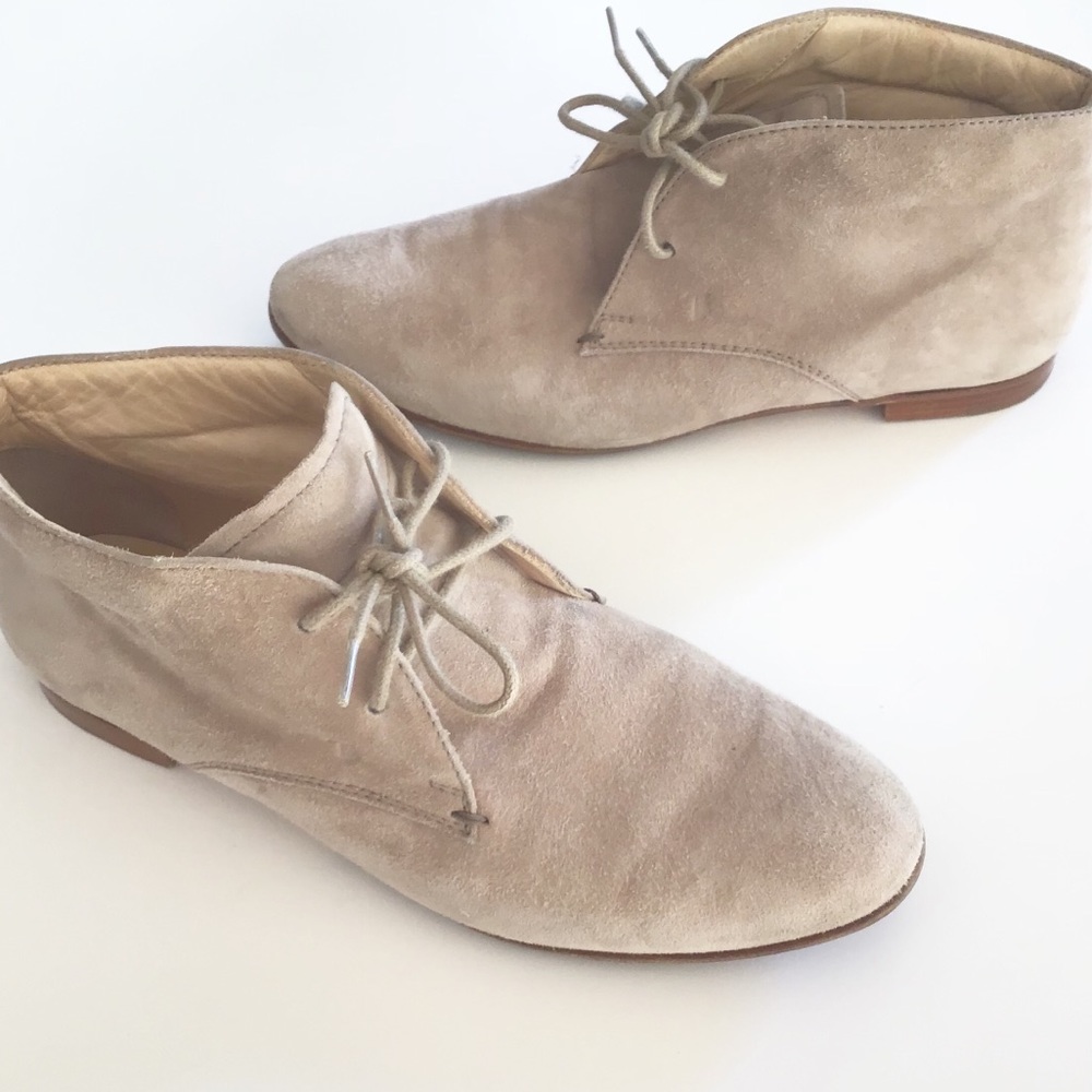 TODS Suede Nude Oxford Booties